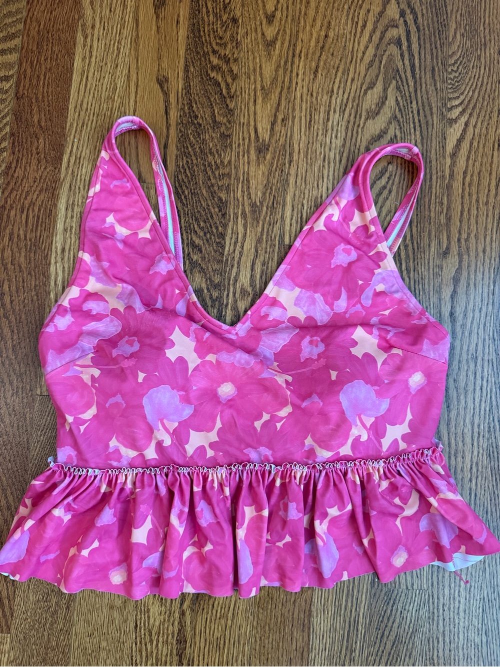 Pink Floral Peplum Bikini/Tankini Crop Top